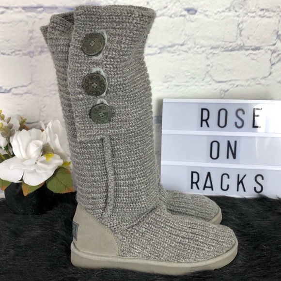 UGG Cardy Sweater Boot 3 Button Gray Size 8 - Picture 1 of 9